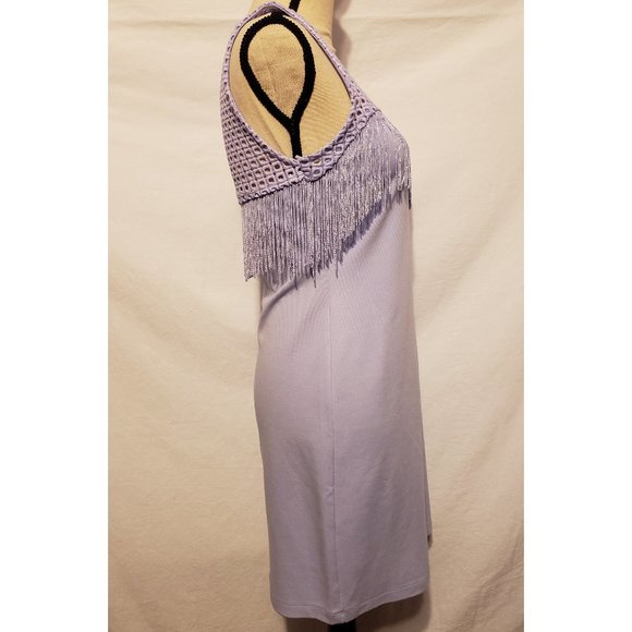 Gianni Bini Lavender Sleeveless Fringe Dress Lavender Medium M - Picture 5 of 7